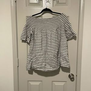C&C California 100% linen off the shoulder striped top